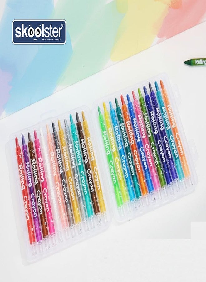 Skoolster Rolling Crayon Twistable Color Set With Premium Hard Box, Bright & Playful Colors, Smooth Japanese Technology, Perfect For Kids & Young Artists, Ink Color-Multicolor (Unicorn-12,Blue) - Image 2